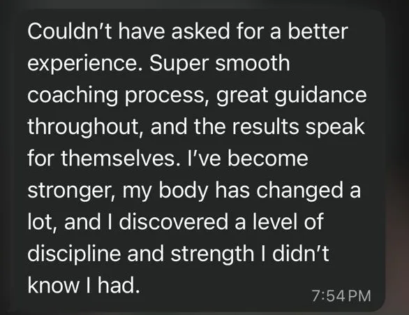 Client review screenshot about a smooth coaching process
